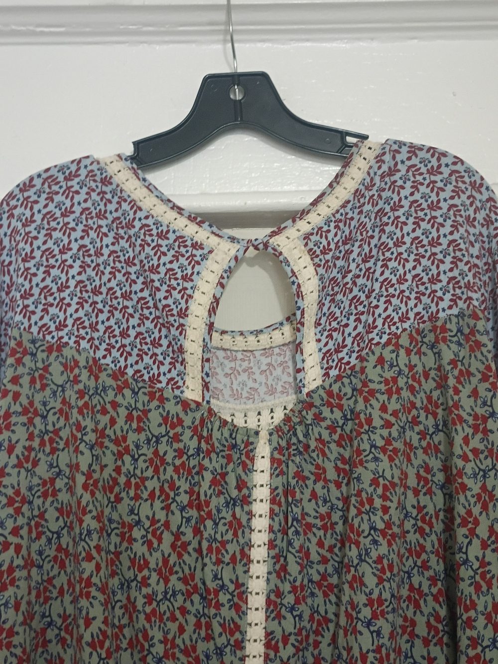 Boho Floral Patchwork Print Cottage Fairy Blouse 1X Festival Romantic - Picture 11 of 12
